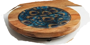 Assiette de service irrégulière en bois de manguier émaillé, faite à la main, pour desserts et collations, style Japandi, plat décoratif pour cadeaux, cafés et hôtels - Product Image 3