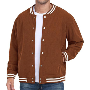 Fleece <b>Lined</b> Varsity Jacket Men Wool Polyester Blend Warm Plush Interior Baseball College Winter Insulated Snap Button <b>Coat</b> - Product Image 3