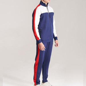 Survêtement pour homme avec blocs de couleur, fermeture éclair intégrale, poches latérales, respirant, polyester et coton, coupe classique sportive pour l'automne - Product Image 6