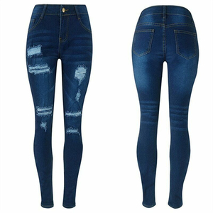 New Arrival Trendy Light Blue High <b>Waist</b> Wide Leg Breathable Skinny <b>Jeans</b> Pant for Women OEM Serviced wholesale rate OEM - Product Image 3