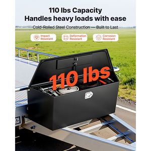 Cassetta Portautensili in Acciaio Rinforzato per Rimorchio 124,5 cm x 35,3 cm x 47,0 cm, Nuovo Organizzatore Portaoggetti Resistente con Chiavi e Staffa per Trasporto Carico - Product Image 3