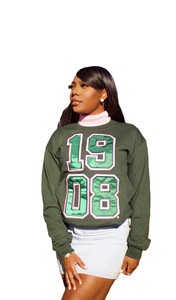 Sweat-shirt décontracté noir surdimensionné pour femme avec imprimé lettres rose et vert, col rond, manches longues, tricoté, pour l'hiver/l'automne - Product Image 4