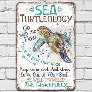 Decorazione Murale in Metallo Resistente a Tema Tartarughe Marine, Decorazione per Bagno con Tartarughe Marine, Regali a Tema Tartarughe Marine, Sea Turtleology, Arte in Metallo con Tartarughe Marine - Product Image 1