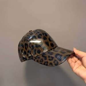 Leopard Print Genuine Leather Baseball <b>Cap</b> Adjustable 6-Panel Fashion <b>Hat</b> Unisex Spring Summer Casual Style - Product Image 1
