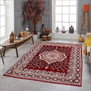 Tapis d'hôtel moelleux à motif médaillon, fabriqué à la machine, 7x9 pieds, en polyester à poils longs, lavable, marron/vert - Product Image 1