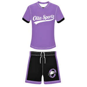 Purple Football Jersey <b>Shorts</b> Set Breathable Athletic Team Uniform Training Wear Sports Apparel Performance Clothing - Product Image 1