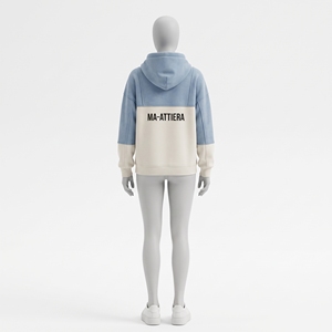 Sudadera con Capucha Azul y Blanca para Mujer, Estilo Urbano, Personalizable, Venta al Por Mayor, Moda Casual - Product Image 4