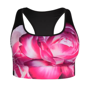 Soutien-gorge de sport respirant personnalisé OEM pour femme, grande taille, imprimé floral, dos nageur, vêtements de fitness pour femme - Product Image 1