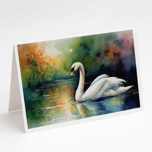 Whimsical Swan-Themed A7 Tamaño 5x7 Tarjetas de notas en blanco Paquete de 8 con sobres para saludos - Product Image 1
