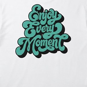 Camiseta Blanca de Manga Corta para Hombre con Estampado de Letras Verdes 'Enjoy Every Moment', Cuello Redondo, Corte Casual - Product Image 4