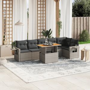 Grand ensemble de canapés de jardin en rotin PE gris foncé avec pieds réglables, confortable et élégant - Product Image 1