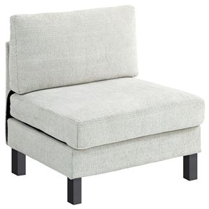 Poltrona Moderna Bianco Crema con Cuscino Spesso in Tessuto, Modulo Centrale per Divano Componibile da Soggiorno - Product Image 1