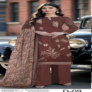 คอลเลคชั่นฤดูร้อนปี 2026 ชุดชาลวาร์กามีซผ้าฝ้าย/ผ้าลอนคุณภาพพรีเมียมปักลายสำหรับผู้หญิงไซส์พลัสคุณภาพสูง - Product Image 1