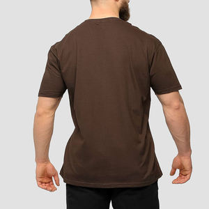 Camiseta de Cuello Redondo para Hombre, Color Marrón Liso, Manga Corta, Informal, Básica, para Verano, con Logotipo Personalizado, OEM, ODM, Ropa al por Mayor - Product Image 5