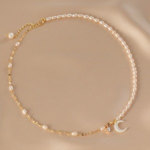 Collar de Perlas de Agua Dulce Natural con Cadena de Suéter de Alta Gama de Moda Irregular Estilo Chica Francesa, Collar de Perlas para Clavícula - Product Image 1