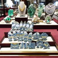 Paires de boucles d'oreilles en pierre précieuse naturelle bleue de haute qualité, Scheelite, faites à la main, certifiées par un tiers, personnalisables FAIJAN