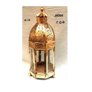 Lanterne en fonte d'aluminium dans une finition en nickel brut et une forme ronde Lanterne de Noël Diwali Bougeoir Jardin Salon Décor - Product Image 4