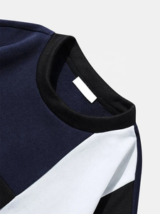 Sweat-shirt polaire 100 % coton pour homme avec logo brodé, respirant, color block, collection automne, vente en gros OEM - Product Image 4