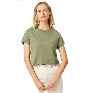 Camiseta Corta Básica de Verano para Mujer, Ecológica, Transpirable, con Patrón Liso, Manga Corta, para Entrenamiento, Corte Holgado, 100% Algodón - Product Image 1