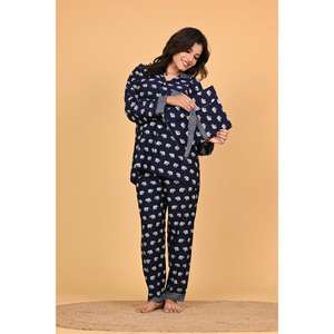 Conjunto de Pijama de Crepé Estampado para Mujer, Ropa de Dormir Suave, Conjunto de Dos Piezas Cómodo para Dormir - Product Image 2
