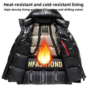 <b>Men's</b> Black Hooded Puffer <b>Jacket</b> Windproof Zipper Closure Casual Winter Wear <b>Down</b> <b>Filling</b> Regular Fit Solid Color - Product Image 5