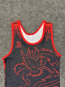 BAGGA&SONS Singlet de Lucha Libre para Hombre, Diseño Dragón Rojo, Impresión por Sublimación, Ajustado, Absorbe la Humedad, Secado Rápido, Ropa Deportiva - Product Image 3