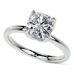 1.25CT <b>Cushion</b> Cut Colorless Moissanite Engagement Ring 14K Solid White Gold Solitaire Ring Celebrity Style Wedding Ring <b>For</b> Her - Product Image 3