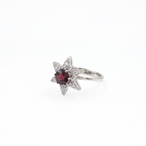 925 Sterling <b>Silver</b> Natural Pink <b>Garnet</b> <b>Ring</b> Rhodium Plated OEM ODM Fine Jewelry - Product Image 1