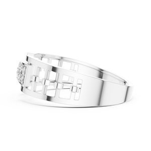 Anillo REGAL LINKAGE con Diamante Cultivado en Laboratorio, Corte Redondo, en Oro Blanco de 18 Quilates con Baño de Rodio, Estilo Minimalista con Piedras Laterales para Hombre - Product Image 3