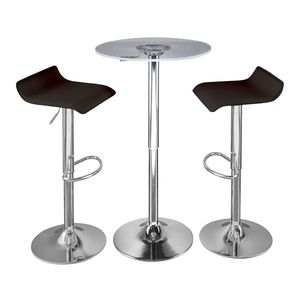 Juego de Barra Contemporáneo Spyra Ale de 3 Piezas en Metal Cromado y Acrílico Transparente con Tablero Iluminado en PVC Marrón, Ajustable - Product Image 2