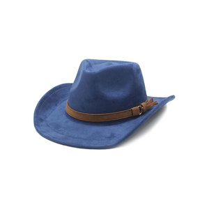 Leather Cowboy <b>Hat</b> Wide Brim Western Style With Studded <b>Band</b> Brown - Product Image 2