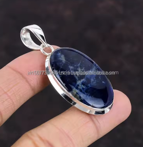 Colgante de regalo de boda de Plata de Ley 925, piedra preciosa de sodalita notable con chapado en oro para madre o compromiso - Product Image 2