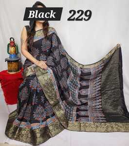 Robe trapèze en tissu modal imprimé indigo, style sari, tenue ethnique pour femme, pour occasions formelles - Product Image 2