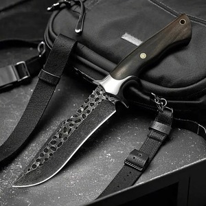 Couteau de camping Bowie artisanal de qualité industrielle avec lame en acier à haute teneur en carbone, manche en bois et étui en cuir - Product Image 4