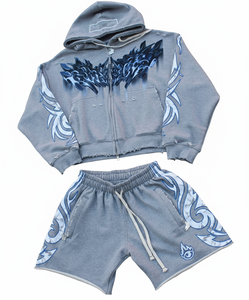 Conjunto de Sudadera con Capucha y Pantalones Cortos con Estampado de Diamantes de Imitación para Hombre, Corte Regular, Dos Piezas, Ropa Deportiva Personalizada de Verano, OEM, para Hombre y Mujer - Product Image 6