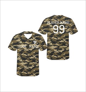 เสื้อเบสบอลลายพรางแบบกำหนดเอง คอวี แขนสั้น ผ้าโพลีเอสเตอร์ซับเหงื่อ พิมพ์ชื่อทีม สำหรับผู้ใหญ่ ใส่ได้ทั้งชายและหญิง - Product Image 3