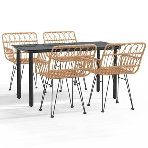 Set da Pranzo da Giardino in Rattan Sintetico Nero e Acciaio, 4 Posti, Resistente alle Intemperie, Design Contemporaneo - Product Image 2