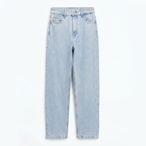 Jean en denim bleu délavé coupe droite pour homme, taille mi-haute, coupe ajustée, style streetwear décontracté, pantalon, jeans personnalisés OEM en gros - Product Image 3