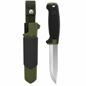 Couteaux à lame fixe pour l'extérieur avec poignée texturée vert olive noir, lame en acier inoxydable et étui de protection pour le camping et la randonnée - Product Image 6