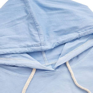 Sudadera con Capucha Extra Grande para Mujer, Degradado Azul Blanco, 100% Algodón Tejido, Manga Larga, Informal, Otoño - Product Image 3
