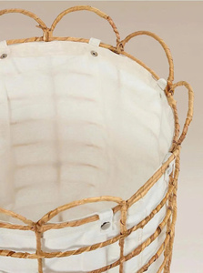 Water Hyacinth <b>Basket</b> With Scallop Edge Handmade Woven <b>Storage</b> <b>Basket</b> Decorative Laundry Toy Organizer Home Office Bathroom - Product Image 2