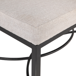 Pouf moderne en tissu avec structure métallique et coussin moelleux pour le mobilier de salon - Product Image 4