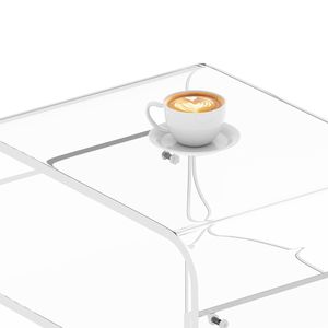 Modern Rectangle Acrylic 2-Tier Side Table Clear <b>Bedside</b> Storage <b>Shelf</b> & End Desk Thick Transparent Nightstand - Product Image 2