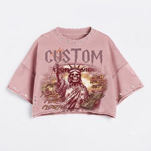 เสื้อยืดวินเทจผู้ชายทรงปกติ ผ้าฝ้ายออร์แกนิค 100% แบบมีลายปัก แต่งขอบขาด ระบายอากาศได้ดี ไม่ยับ น้ำหนัก 300 กรัม - Product Image 2