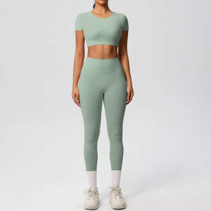 Conjunto de Yoga de 2 Piezas sin Tirantes de Alto Rendimiento para Mujer, Nailon y Spandex Transpirable, Corte Automatizado, Ropa Deportiva para Gimnasio, Personalizable OEM - Product Image 4