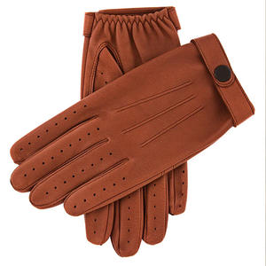 Gants de cyclisme rétro en cuir respirants, longueur poignet, non doublés, couleur beige/noir, pour usage quotidien printemps-été - Product Image 6