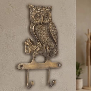 Antique Brass Owl Wall Mounted Cast Iron <b>Hook</b> with 1 <b>Hook</b> Vintage Animal Design Multi-Purpose <b>Coat</b> Rack for Clothing Storage - Product Image 4