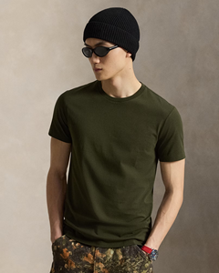 Camiseta de manga corta con cuello redondo de algodón verde oliva oscuro para hombre – Ropa informal suave, duradera y cómoda para el día a día - Product Image 3