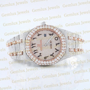 Reloj de lujo Pass Diamond Tester árabe Dial D VVS Totalmente helado Moissanite Diamond Rose Gold Two Tone Hip Hop Watch para hombres - Product Image 3