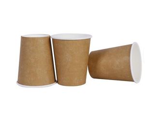 Vasos de papel desechables de doble pared para bebidas calientes, vasos de papel desechables de calidad alimentaria, blancos/kraft. - Product Image 3